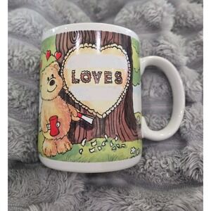 Vintage Russ "Carved LOVES" Coffee Mug Cup Made in Korea EUC!